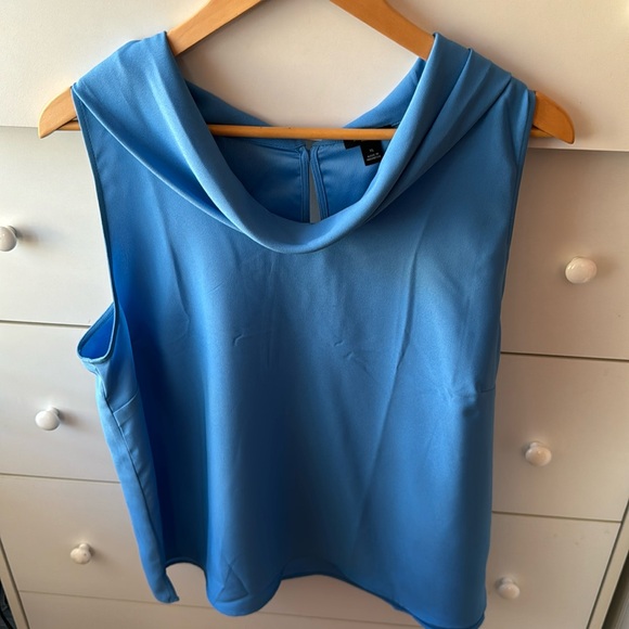 NWOT ANN TAYLOR BLUE COWL NECK TANK BLOUSE - Picture 1 of 3